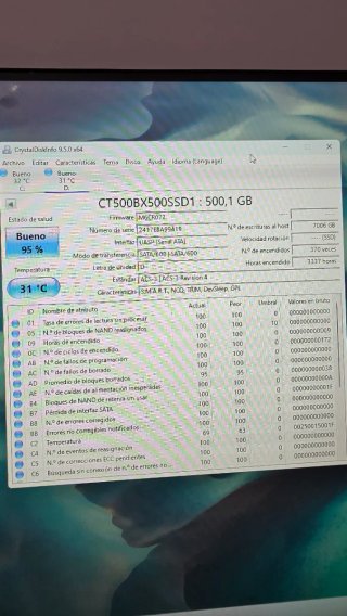 Disco duro SSD Crucial BX500 500GB SATA 6Gb/s