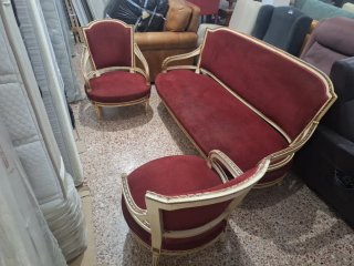 Conjunto Sofá y Sillones Vintage Rojo