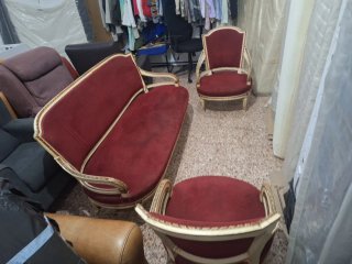 Conjunto Sofá y Sillones Vintage Rojo