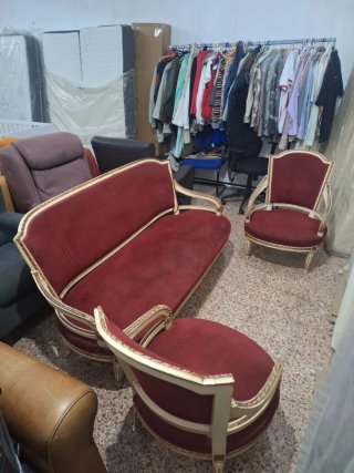 Conjunto Sofá y Sillones Vintage Rojo
