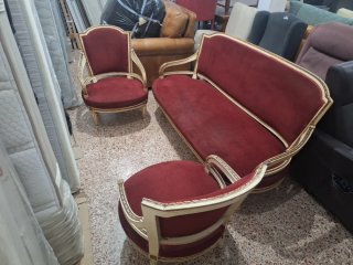 Conjunto Sofá y Sillones Vintage Rojo