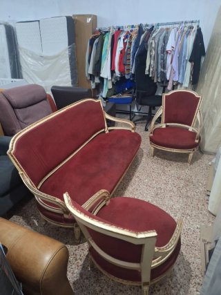 Conjunto Sofá y Sillones Vintage Rojo