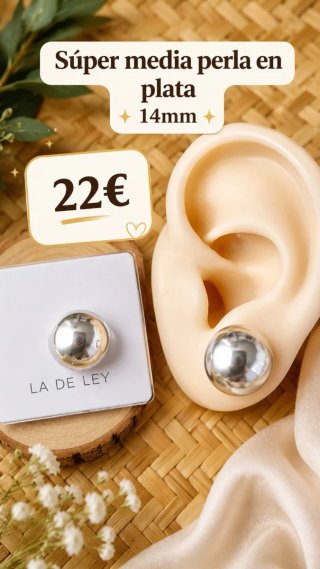 Pendientes media bola plata 14mm