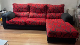 Divano chaise longue 3 posti Rosso e Nero