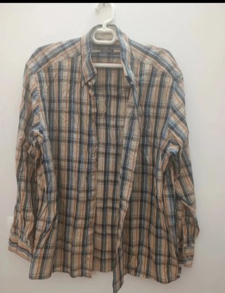 Camisa de cuadros beige y multicolor