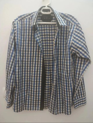 Camisa AVIT cuadros azul y beige