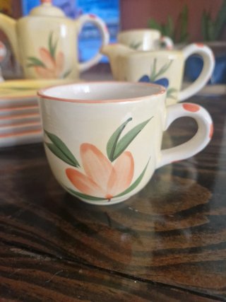 Juego de café de cerámica pintado a mano