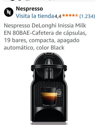 Cafetera Nespresso DeLonghi Inissia Milk