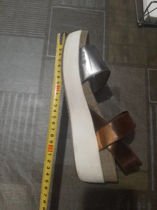 Sandalias Plataforma Marrón y Plateado