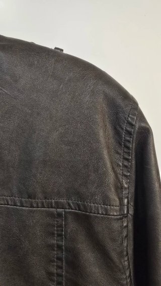 Cazadora Piel Gris Bershka Talla XL