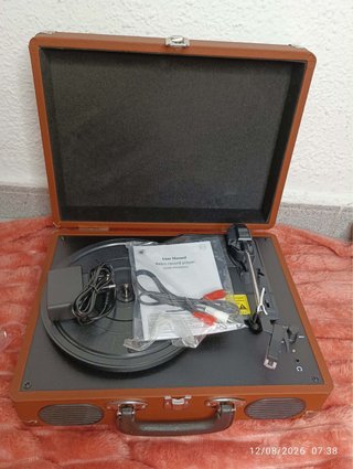 Tocadiscos Retro Marrón y Negro