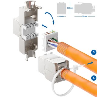 deleyCON 12x Módulo Keystone CAT 6a Jack STP Completamente Blindado