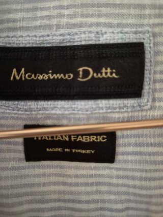 Camisa lino rayas Massimo Dutti azul/blanco