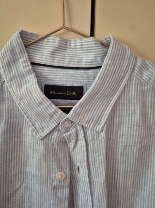 Camisa lino rayas Massimo Dutti azul/blanco