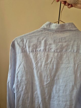 Camisa lino rayas Massimo Dutti azul/blanco