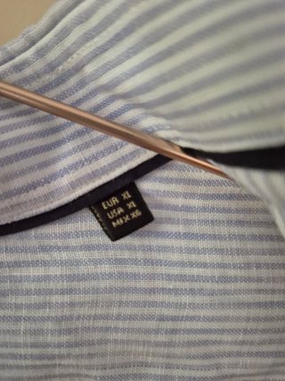 Camisa lino rayas Massimo Dutti azul/blanco