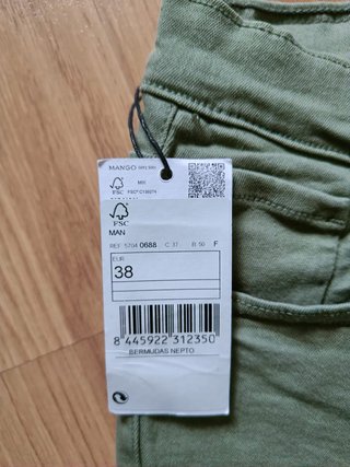 Bermudas Mango Hombre Talla 38 Verde