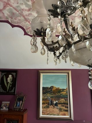Lámpara de salón de cristal y metal