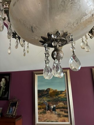 Lámpara de salón de cristal y metal