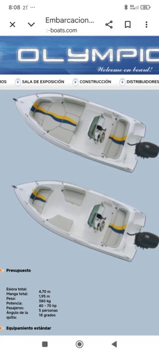 Barco Olympic 460cc con remolque