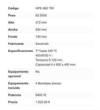 Forno professionale Savemah HPE-960