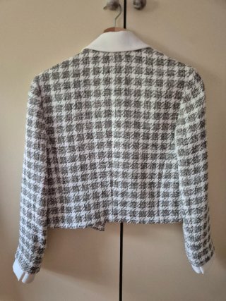Chaqueta Zara Houndstooth Blanca y Gris