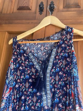 Vestido Trata Talla S Estampado Hombros Descubiert