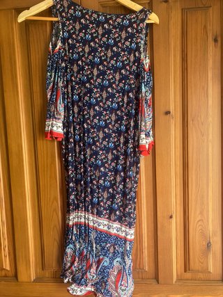 Vestido Trata Talla S Estampado Hombros Descubiert
