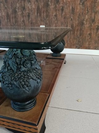 Mesa de centro cristal y madera
