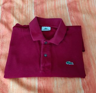 Polo Lacoste Manga Larga Rojo Talla M