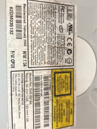 Lector DVD-ROM Interno ASUS DVD-E616A