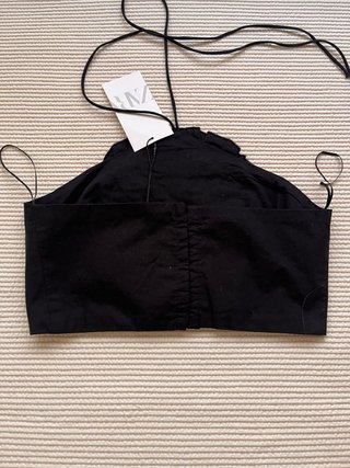 Top Zara Negro Flor Talla S