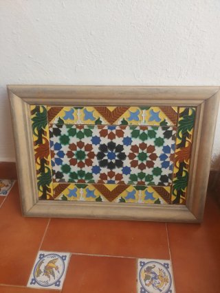 Azulejos antiguos Sevilla marco madera