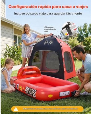 Colchón hinchable coche carreras con tienda (NUEVO