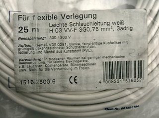 Kopp 151625006 - Cable eléctrico.3 X 0.75 mm2 .25mts