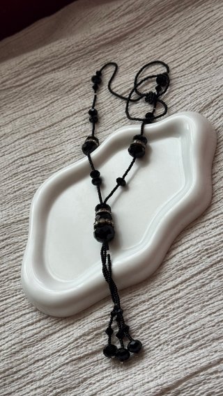 Collana lunga perle nere brillanti