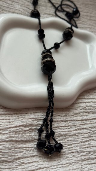 Collana lunga perle nere brillanti