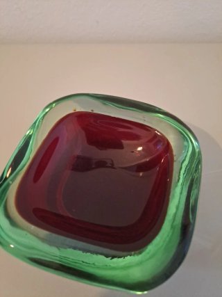 Pieza Murano Vidrio Verde y Morado