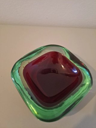 Pieza Murano Vidrio Verde y Morado