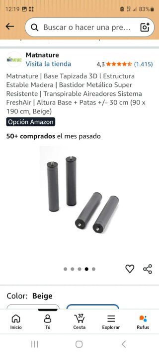 Base tapizada 90x190 cm nueva