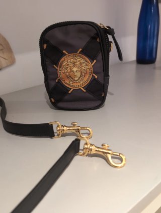 Mini Riñonera Versace Medusa Dorada Gris