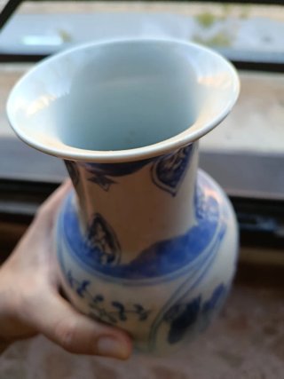 Jarrón porcelana china azul y blanco 27cm 2 litros