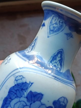 Jarrón porcelana china azul y blanco 27cm 2 litros