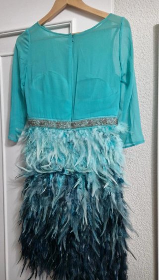 Vestido fiesta Carla Ruiz azul y turquesa