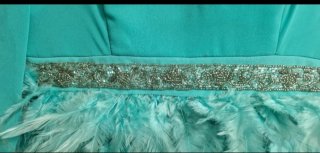 Vestido fiesta Carla Ruiz azul y turquesa
