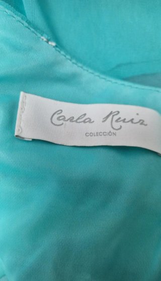 Vestido fiesta Carla Ruiz azul y turquesa