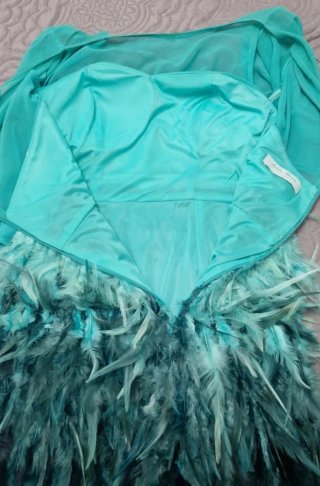 Vestido fiesta Carla Ruiz azul y turquesa