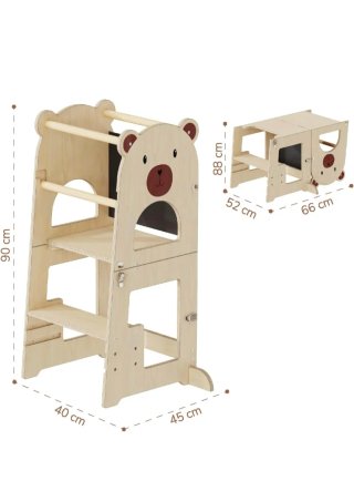 Torre evolutiva de madera con diseño oso