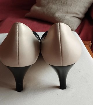 Décolleté Geox Pelle Beige/Nero Tg 37.5