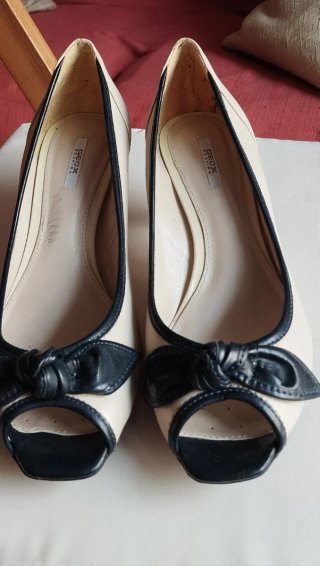 Décolleté Geox Pelle Beige/Nero Tg 37.5